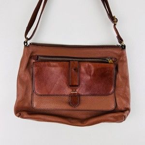 FOSSIL Brown Leather Adjustable Strap Shoulder Bag Purse